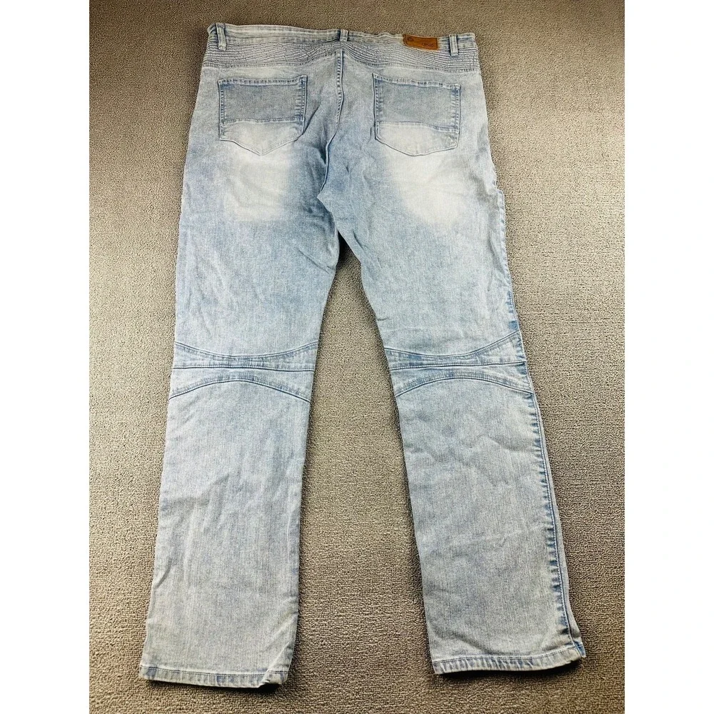 Focus Jeans Men 44 Blue Slim Biker Moto Distressed‎ Patched Biker Moto Hip Hop